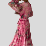 Pia - Long Sleeve Elegant Midi Dress