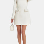 Aila – Elegant Mini Dress with Pearl-Trim Detailing