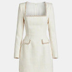 Aila – Elegant Mini Dress with Pearl-Trim Detailing