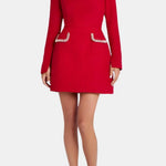 Aila – Elegant Mini Dress with Pearl-Trim Detailing