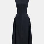 Alleah – Metallic Decor Zipper Sleeveless Maxi Dress