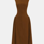 Alleah – Metallic Decor Zipper Sleeveless Maxi Dress