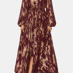 Amrani – Metallic Puff Sleeve Luxe Maxi Dress
