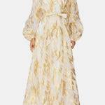 Amrani – Metallic Puff Sleeve Luxe Maxi Dress