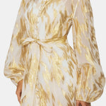 Amrani – Metallic Puff Sleeve Luxe Maxi Dress