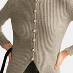 Aspen – Ribbed Split-Hem Button Cardigan