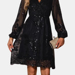 Belen – Midnight V-Neck Sequin A-Line Dress