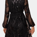 Belen – Midnight V-Neck Sequin A-Line Dress