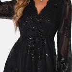 Belen – Midnight V-Neck Sequin A-Line Dress