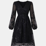 Belen – Midnight V-Neck Sequin A-Line Dress