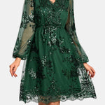 Belen – Midnight V-Neck Sequin A-Line Dress