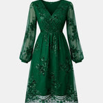 Belen – Midnight V-Neck Sequin A-Line Dress