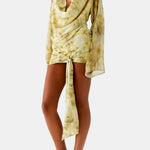 Charley – Draped Long-Sleeve Mini Dress with Asymmetric Tie Detail