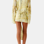 Charley – Draped Long-Sleeve Mini Dress with Asymmetric Tie Detail