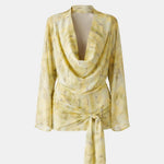 Charley – Draped Long-Sleeve Mini Dress with Asymmetric Tie Detail