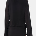 Charley – Draped Long-Sleeve Mini Dress with Asymmetric Tie Detail