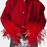 Dannielle – Feather Trim Knitted Cardigan