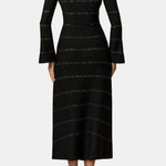 Jennifer – Sequin Stripe Knit Midi Dress in Black