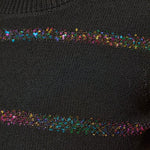 Jennifer – Sequin Stripe Knit Midi Dress in Black