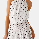 Karla – Backless Halter Chiffon Mini Dress with Soft Ruffle Hem