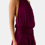 Karla – Backless Halter Chiffon Mini Dress with Soft Ruffle Hem