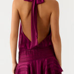 Karla – Backless Halter Chiffon Mini Dress with Soft Ruffle Hem
