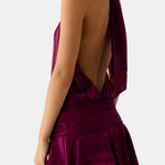 Karla – Backless Halter Chiffon Mini Dress with Soft Ruffle Hem