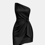 Keyla - Off-Shoulder Formal Mini Dress with Waist Tie