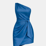 Keyla - Off-Shoulder Formal Mini Dress with Waist Tie