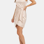 Keyla - Off-Shoulder Formal Mini Dress with Waist Tie