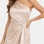 Keyla - Off-Shoulder Formal Mini Dress with Waist Tie