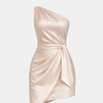 Keyla - Off-Shoulder Formal Mini Dress with Waist Tie