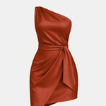 Keyla - Off-Shoulder Formal Mini Dress with Waist Tie