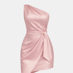 Keyla - Off-Shoulder Formal Mini Dress with Waist Tie
