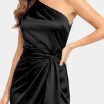 Keyla - Off-Shoulder Formal Mini Dress with Waist Tie