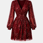 Lara – Sparkling V-Neck Mini Dress with Elegant Draped Silhouette