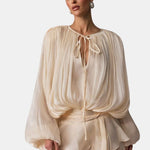 Miora –  Pleated Mini Dress with Ruched Hem