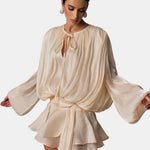 Miora –  Pleated Mini Dress with Ruched Hem