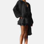 Miora –  Pleated Mini Dress with Ruched Hem