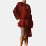Miora –  Pleated Mini Dress with Ruched Hem