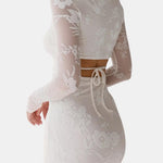 Miranda – Square-Neck Long Sleeve Lace Mini Dress