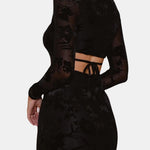 Miranda – Square-Neck Long Sleeve Lace Mini Dress