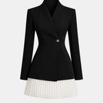 Noemira – Pleated Hem Tailored Blazer Dress in Black