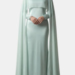 Zahira – Cape Overlay Modest Chiffon Dress