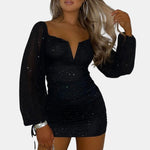 Precille – Sparkle Long Sleeve Bodycon Mini Dress