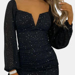 Precille – Sparkle Long Sleeve Bodycon Mini Dress