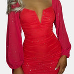 Precille – Sparkle Long Sleeve Bodycon Mini Dress