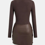 Shaira – Faux Leather Patchwork Mini Dress
