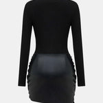 Shaira – Faux Leather Patchwork Mini Dress