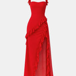Sonia – Asymmetric Waterfall Ruffle Long Dress